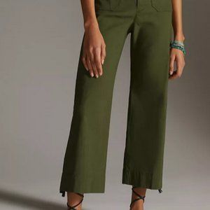 Anthropologie Maeve Colette Wide-Leg Cropped Pants, Holly, Size 27 Tall